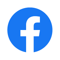 Circular Facebook icon in blue and white