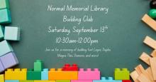 Saturday, September 13th ~ Building Club 