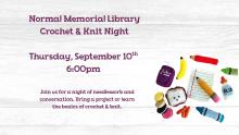 Thursday, September 10th ~ Crochet and Knit Event