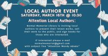 March 16th Local Author Event
